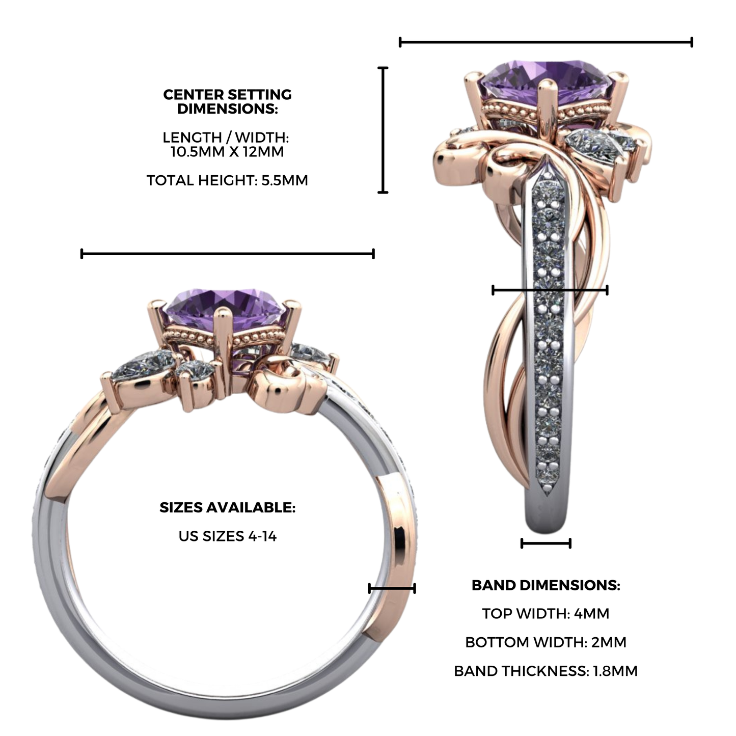Purple Sapphire Whimsy Ring