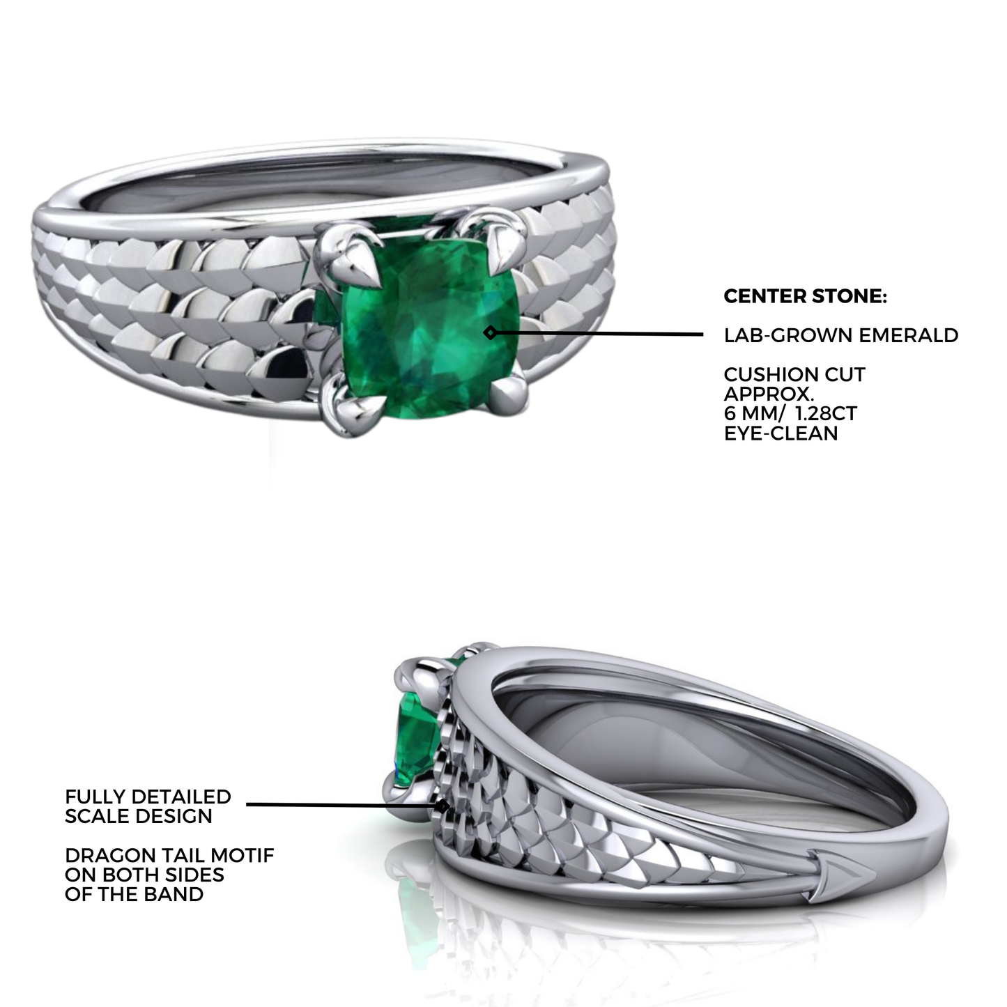 Ladies' Green Emerald Dragonrider Ring