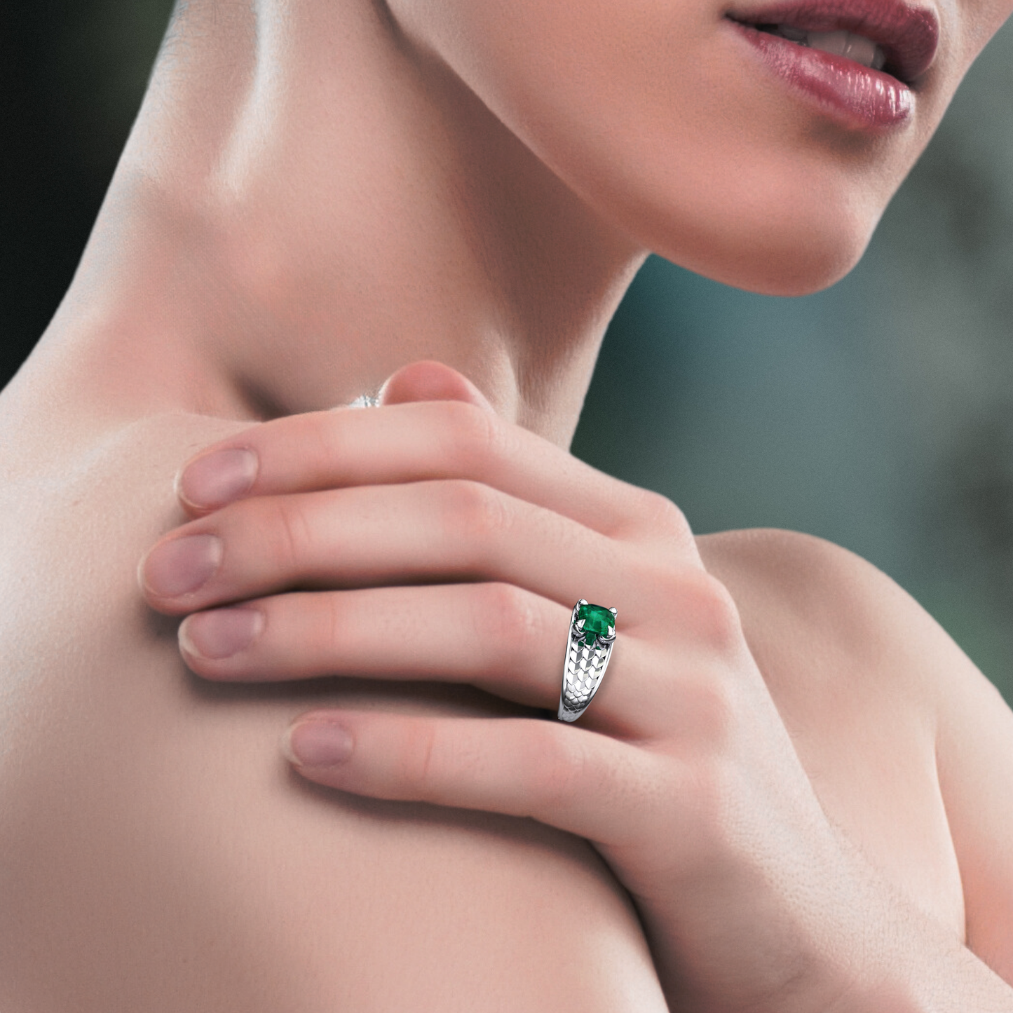 Ladies' Green Emerald Dragonrider Ring