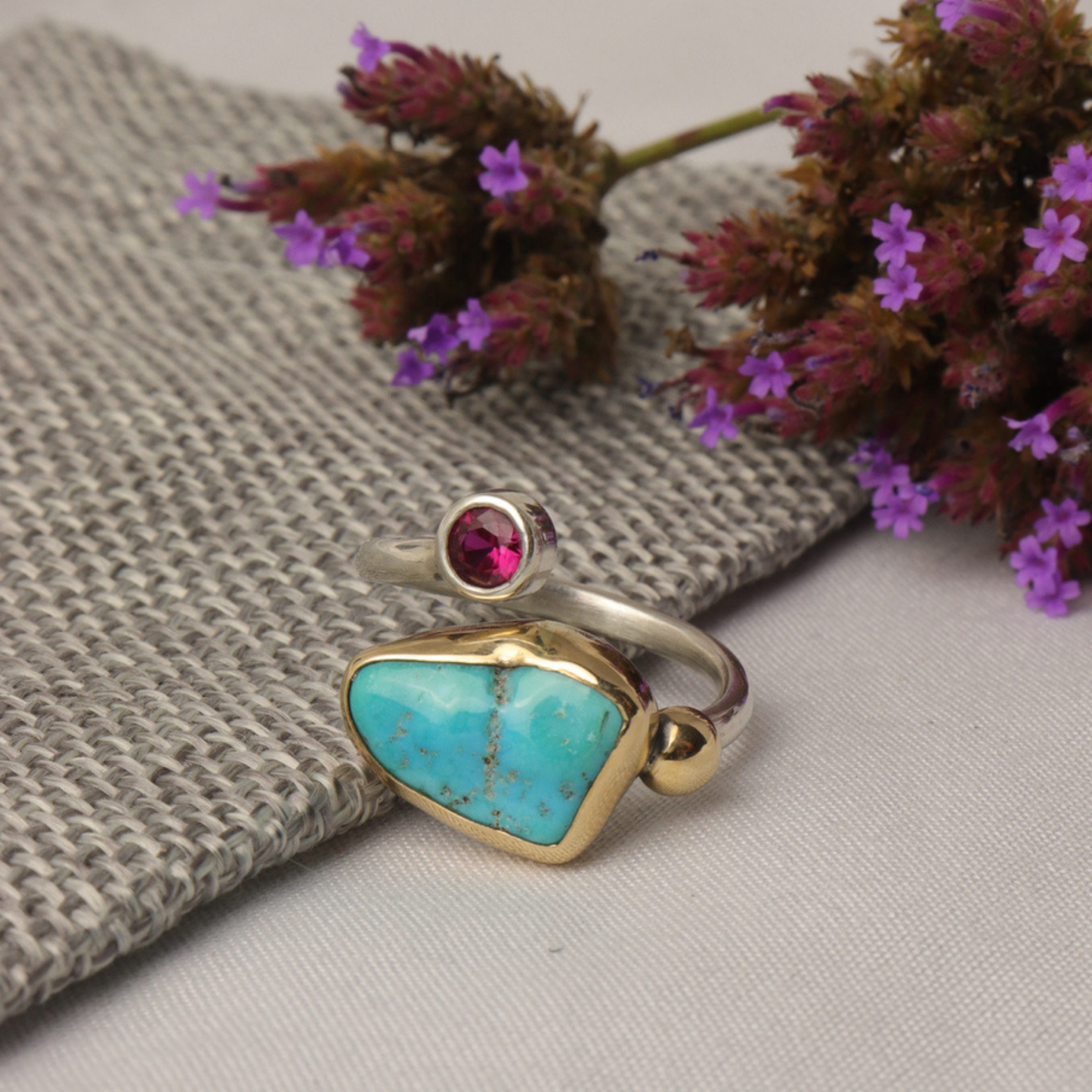 Turquoise and Ruby Coterie Ring