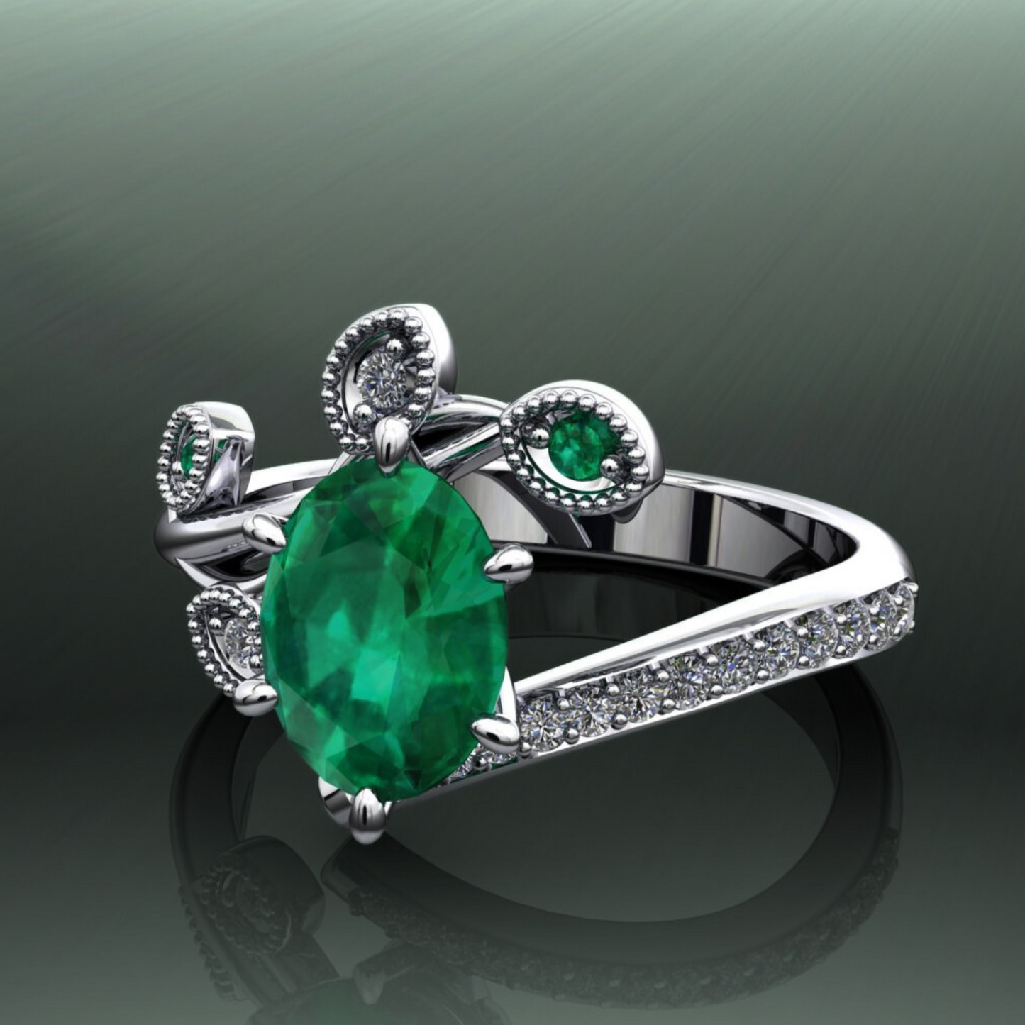 Green Emerald Enchanted Forest Ring