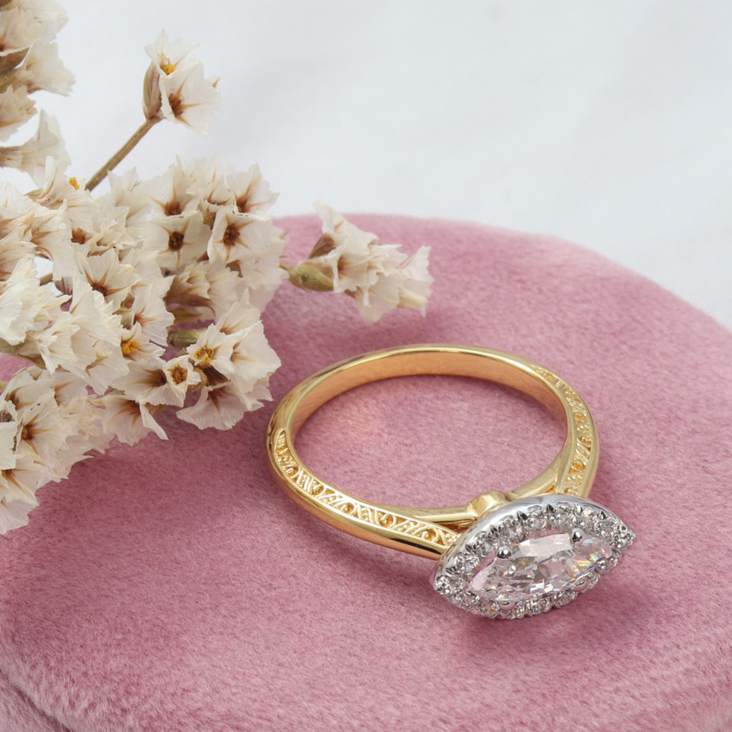Mystic - Filigree Marquise Halo Engagement Ring