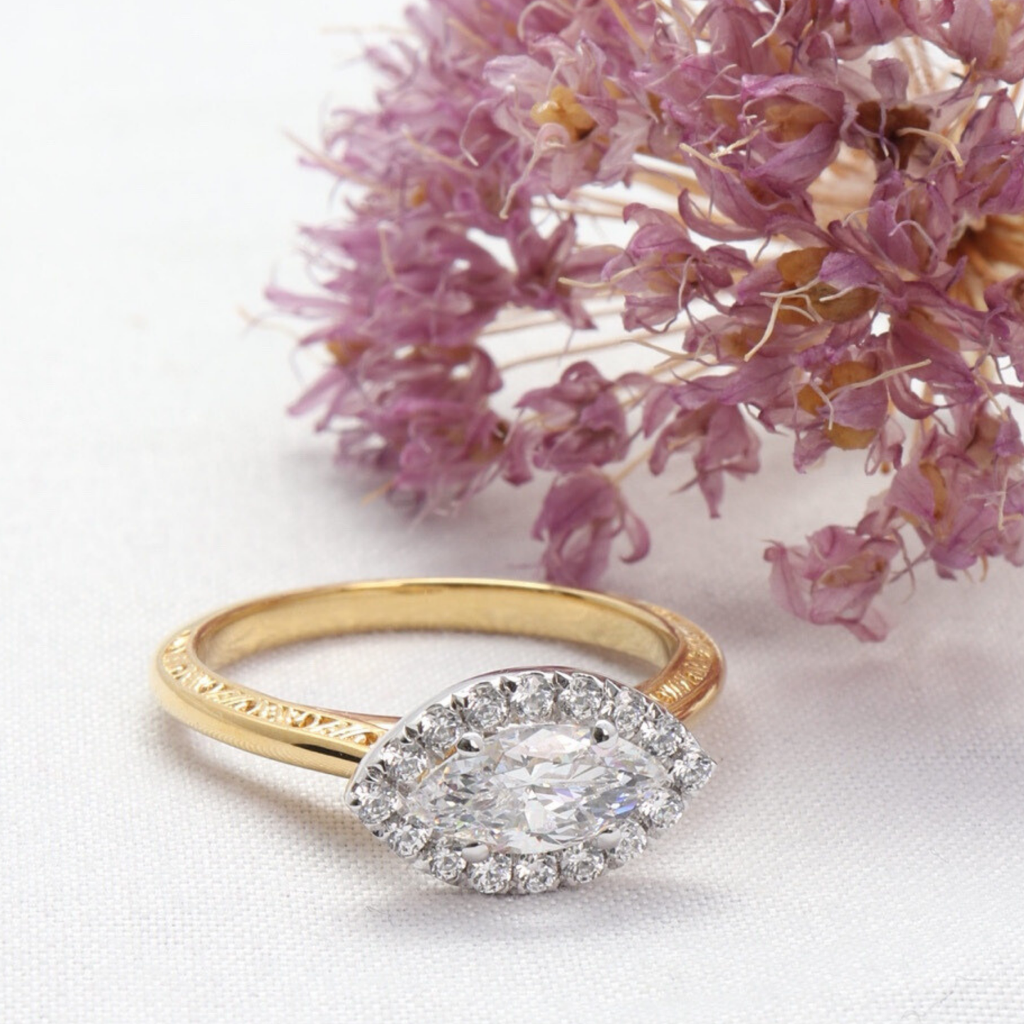 Mystic - Filigree Marquise Halo Engagement Ring