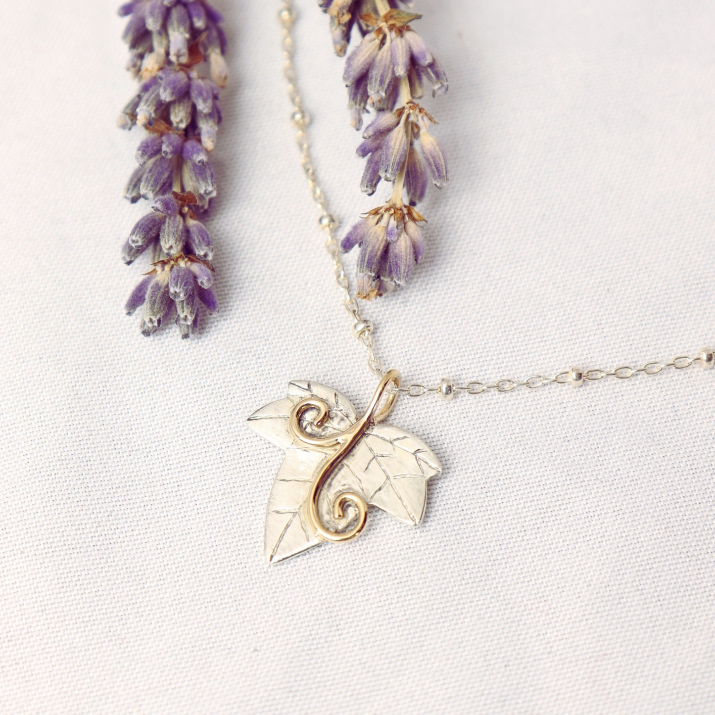Two Tone Petite Ivy Leaf Pendant