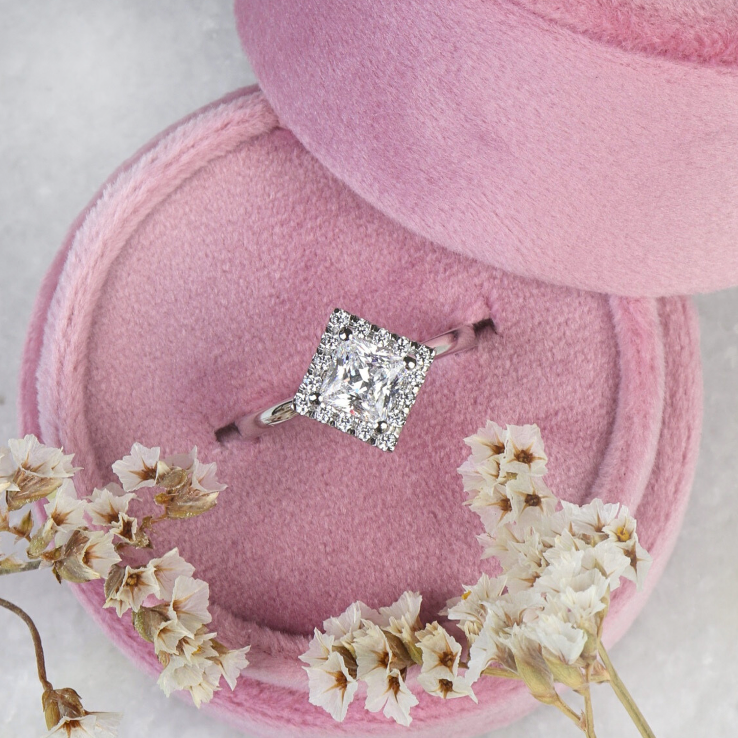 Haven - Princess Halo Engagement Ring