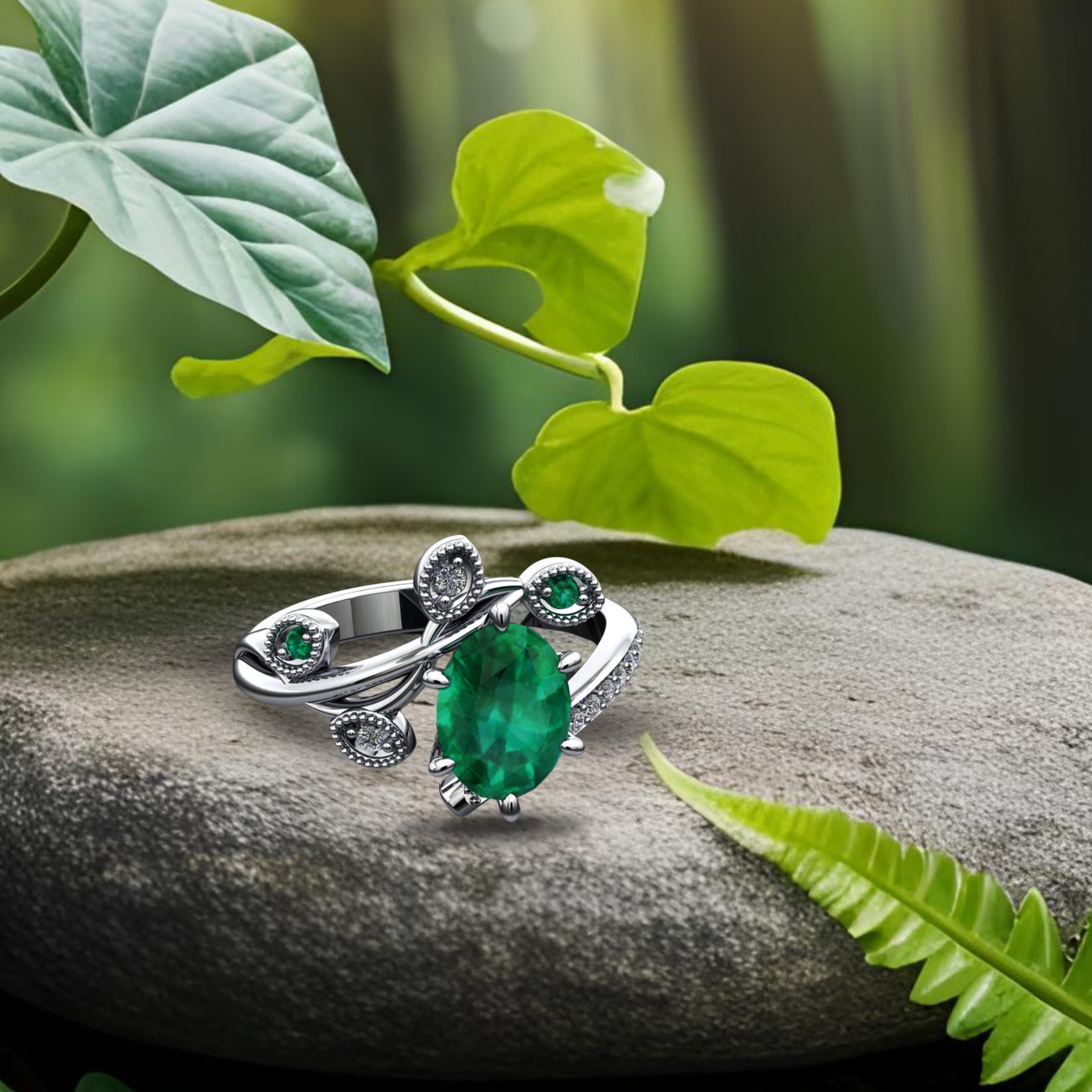 Green Emerald Enchanted Forest Ring