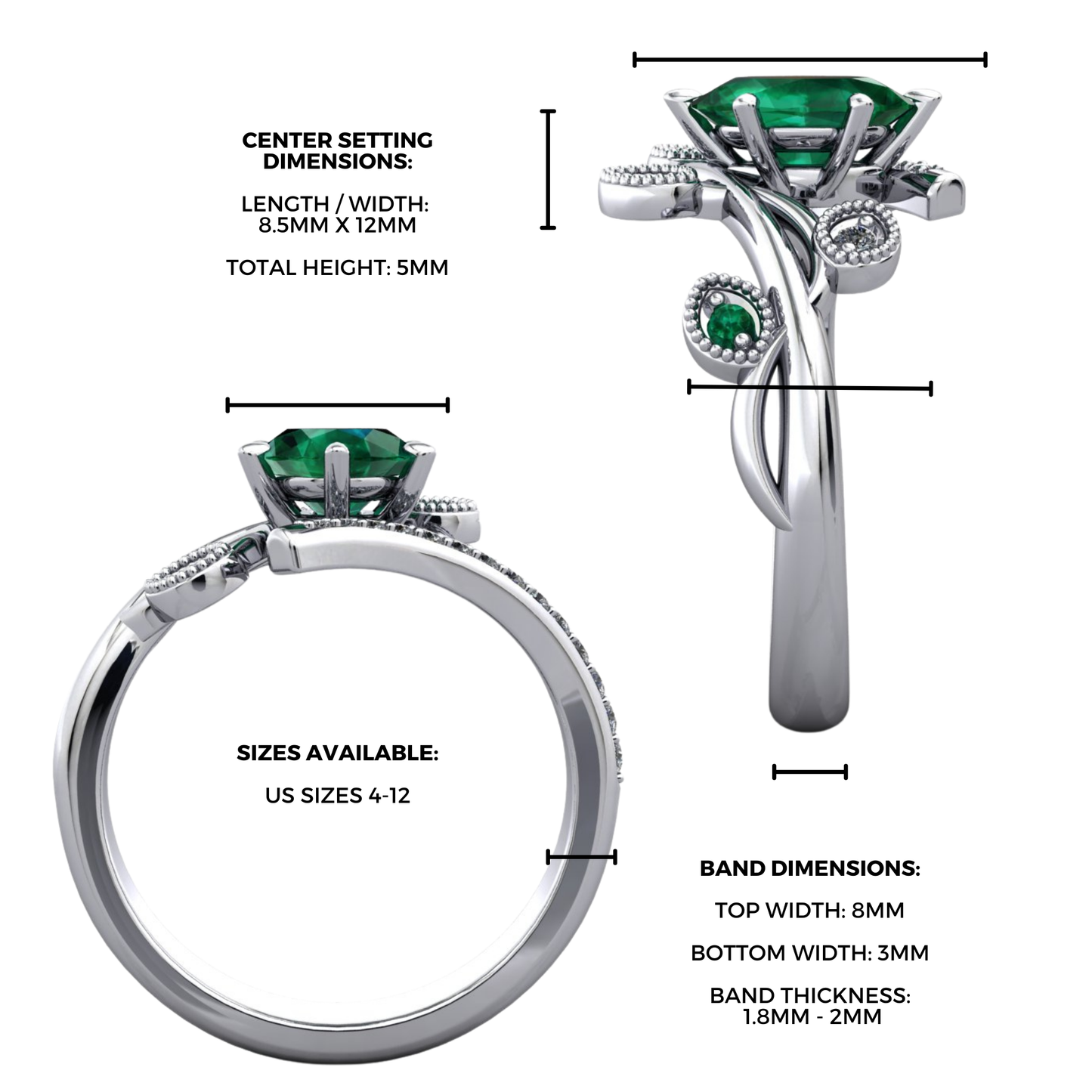 Green Emerald Enchanted Forest Ring