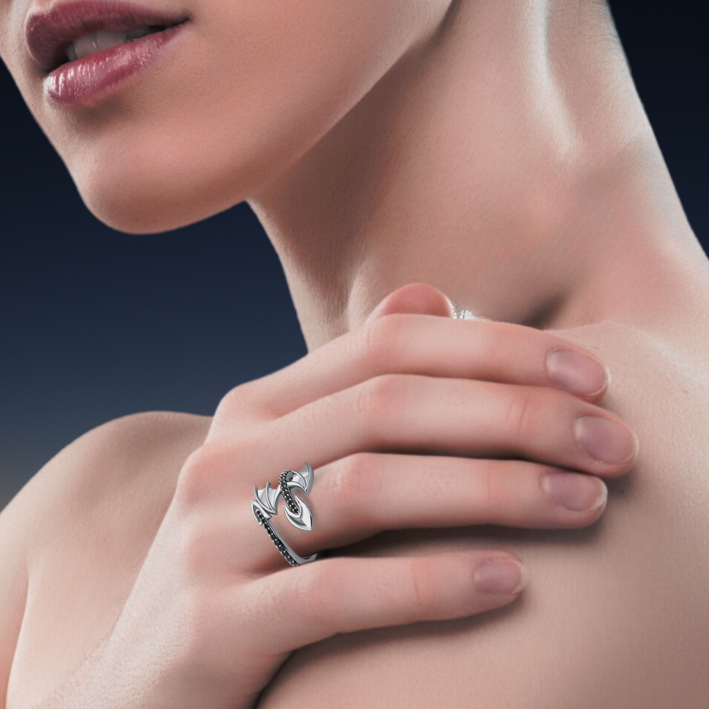 Black Diamond Dragon Ring