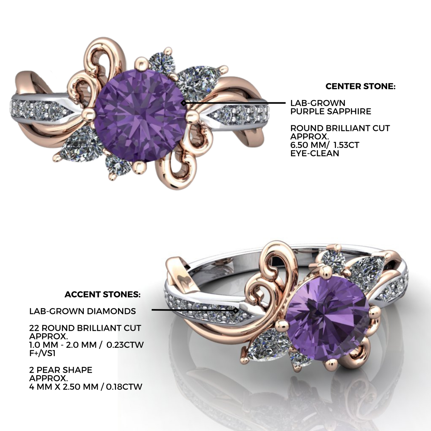 Purple Sapphire Whimsy Ring