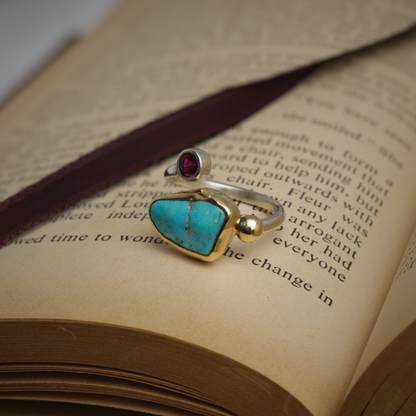 Turquoise and Ruby Coterie Ring