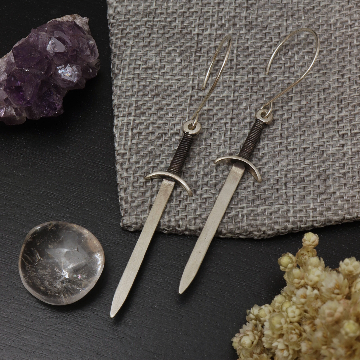 Silver longsword Earrings