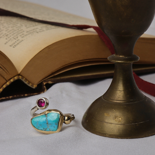 Turquoise and Ruby Coterie Ring
