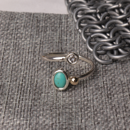 Turquoise and White Sapphire Two-Stone Ring