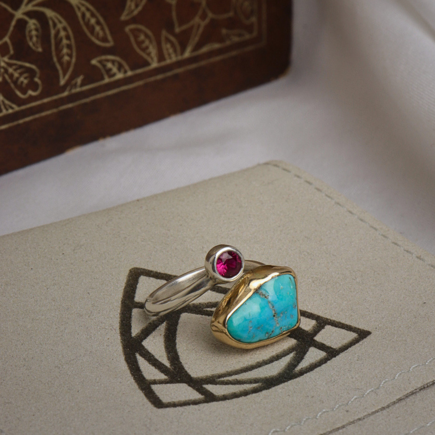 Turquoise and Ruby Coterie Ring