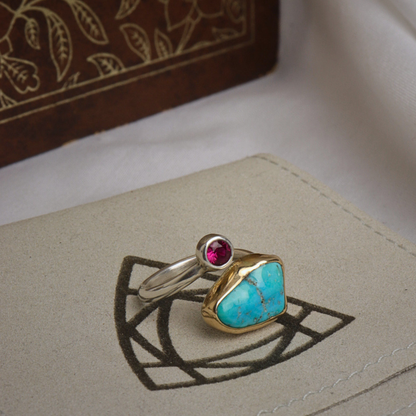 Turquoise and Ruby Coterie Ring