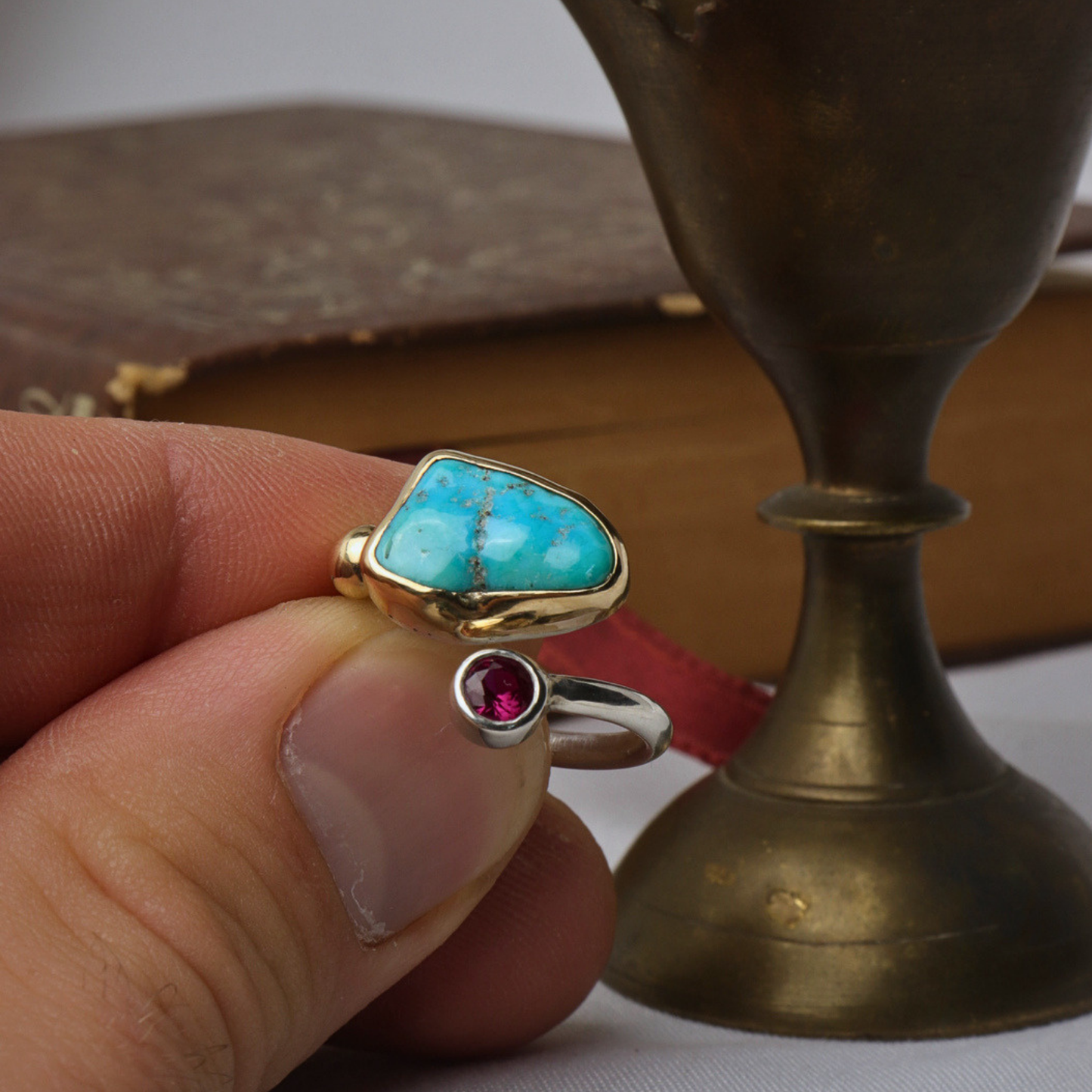 Turquoise and Ruby Coterie Ring