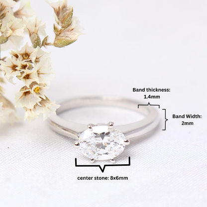 Dawn - Sideways Oval Solitaire Engagement Ring