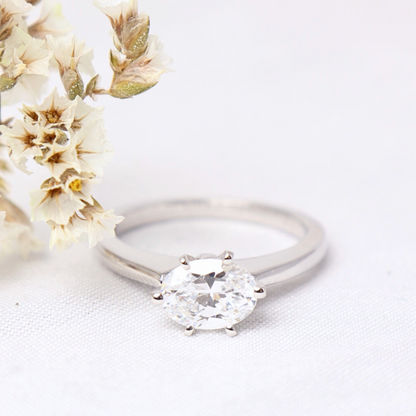 Dawn - Sideways Oval Solitaire Engagement Ring