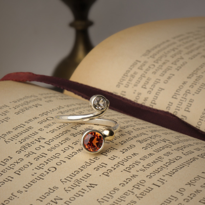 Orange Sapphire Two-Stone Ring
