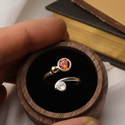 Orange Sapphire Two-Stone Ring