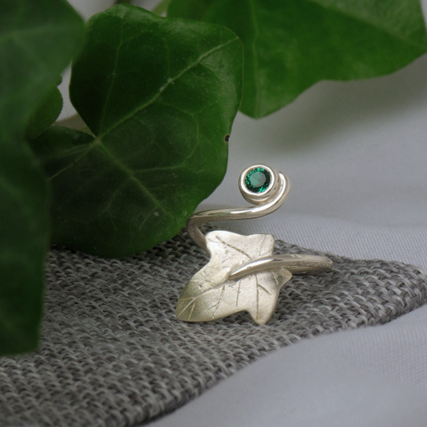Emerald and Ivy Leaf Ring