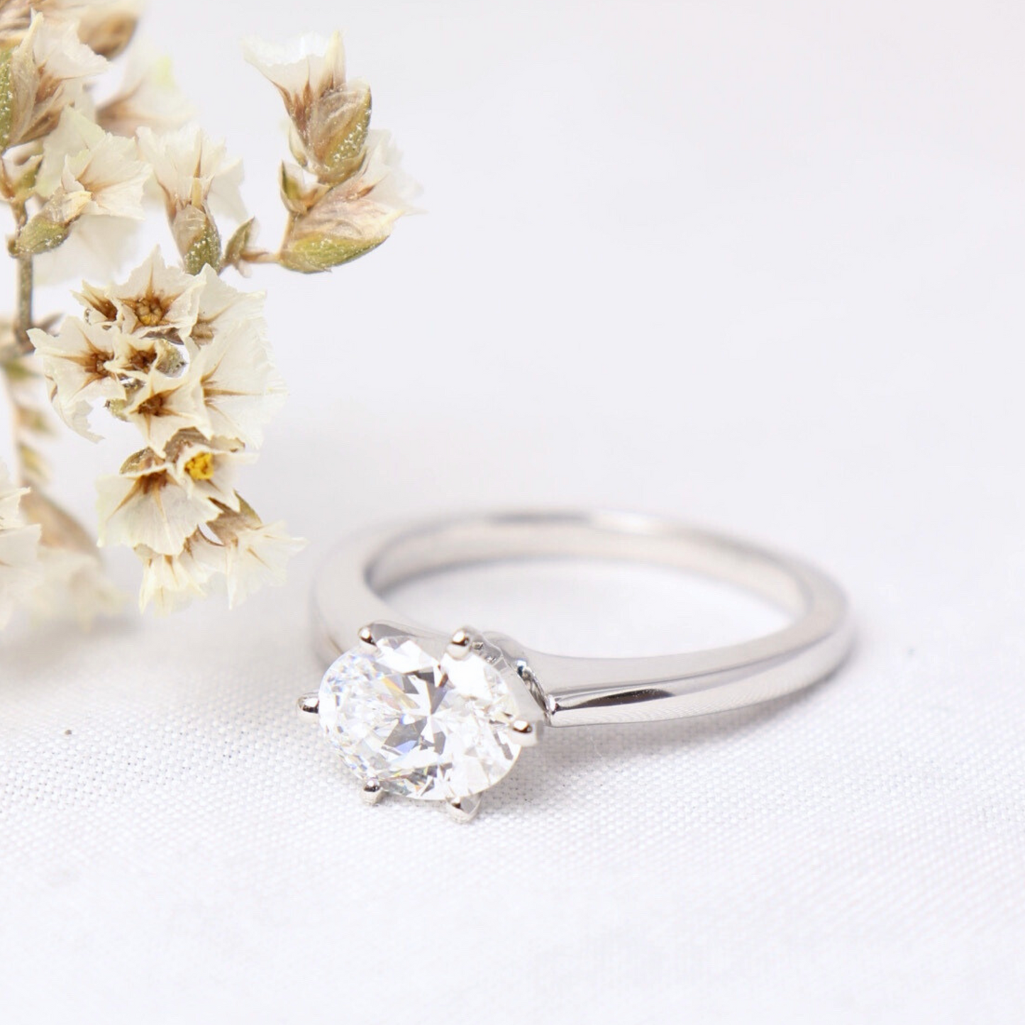 Dawn - Sideways Oval Solitaire Engagement Ring