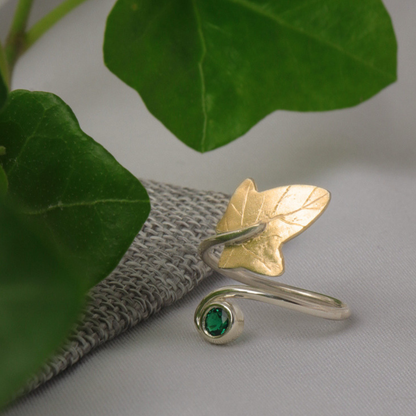 Emerald and Ivy Leaf Ring