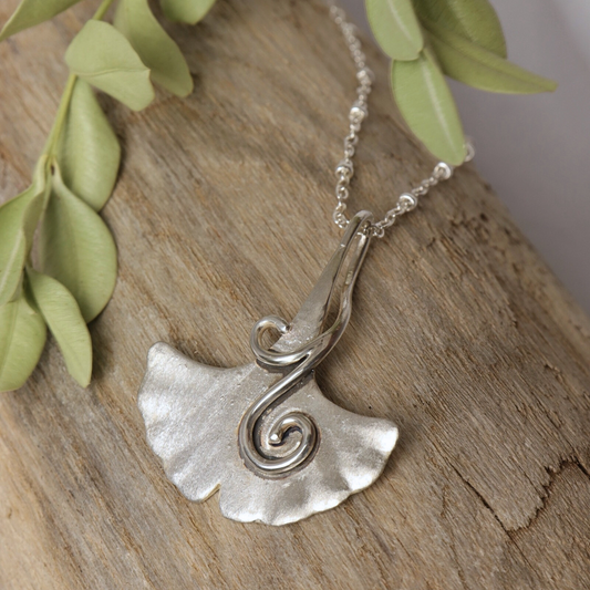 Flourished Gingko Leaf Pendant 2