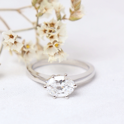 Dawn - Sideways Oval Solitaire Engagement Ring