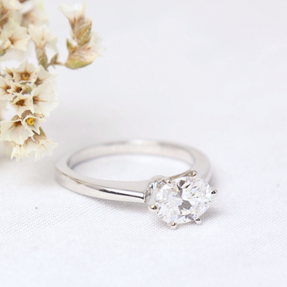 Dawn - Sideways Oval Solitaire Engagement Ring