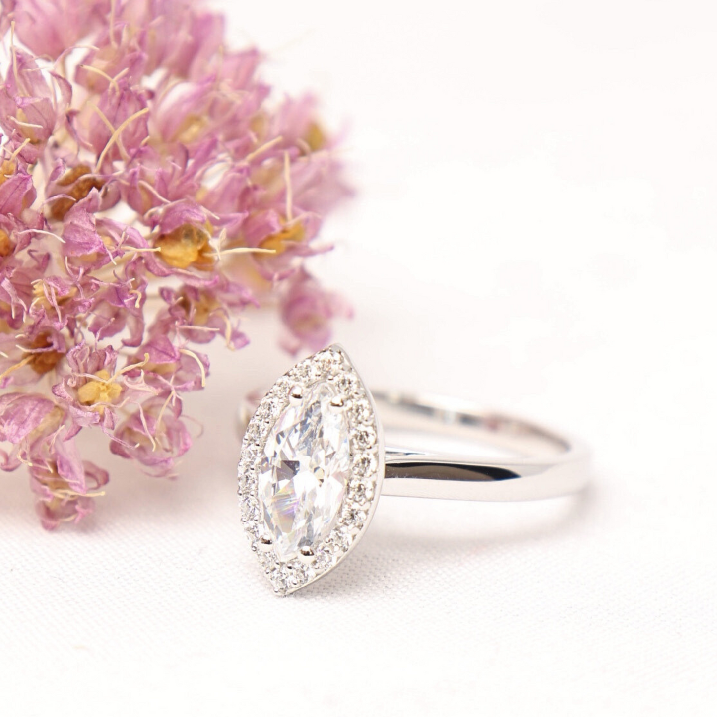 Serenity -  Marquise Halo Engagement Ring