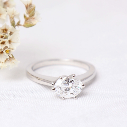 Dawn - Sideways Oval Solitaire Engagement Ring