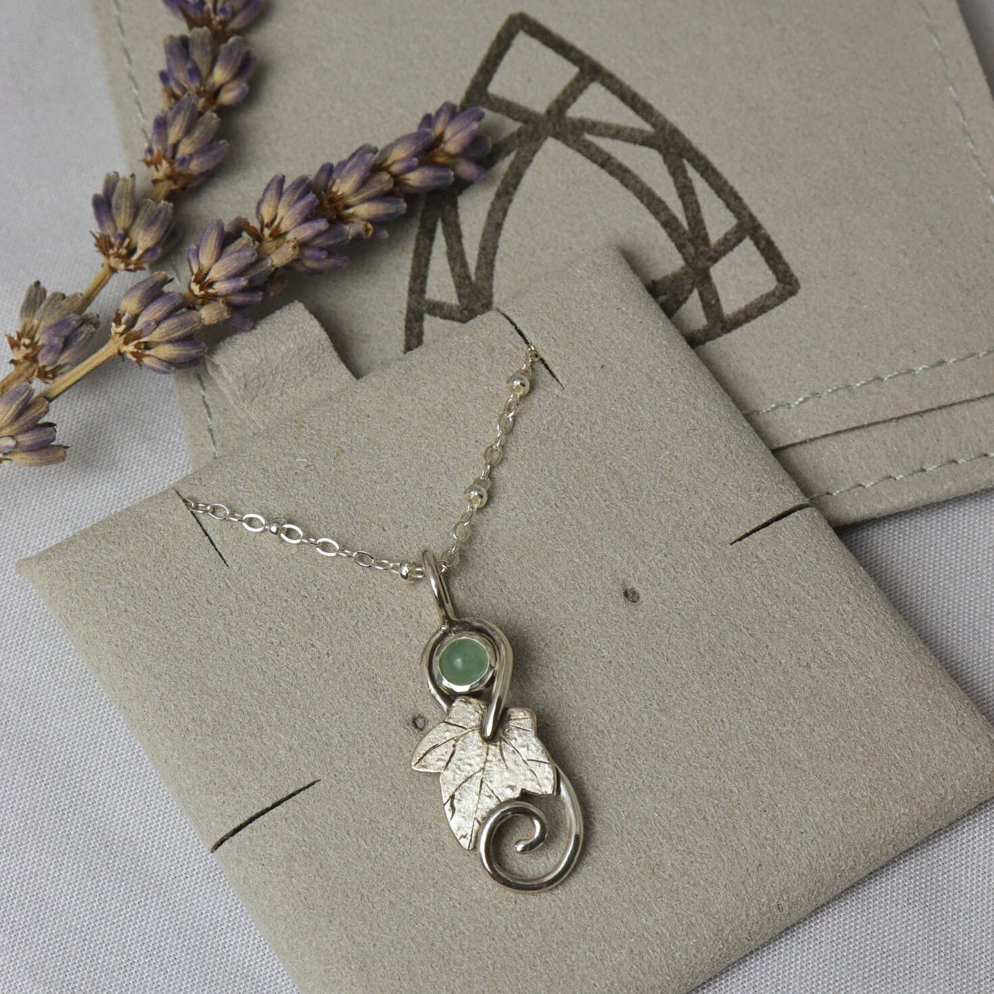 Ivy Leaf and Aventurine Pendant