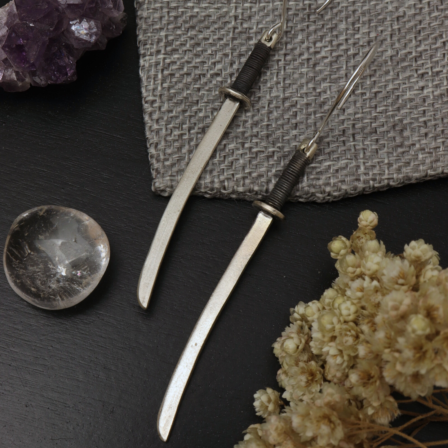 Silver Katana Earrings