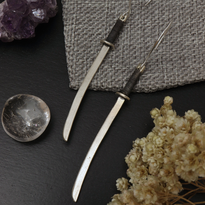 Silver Katana Earrings