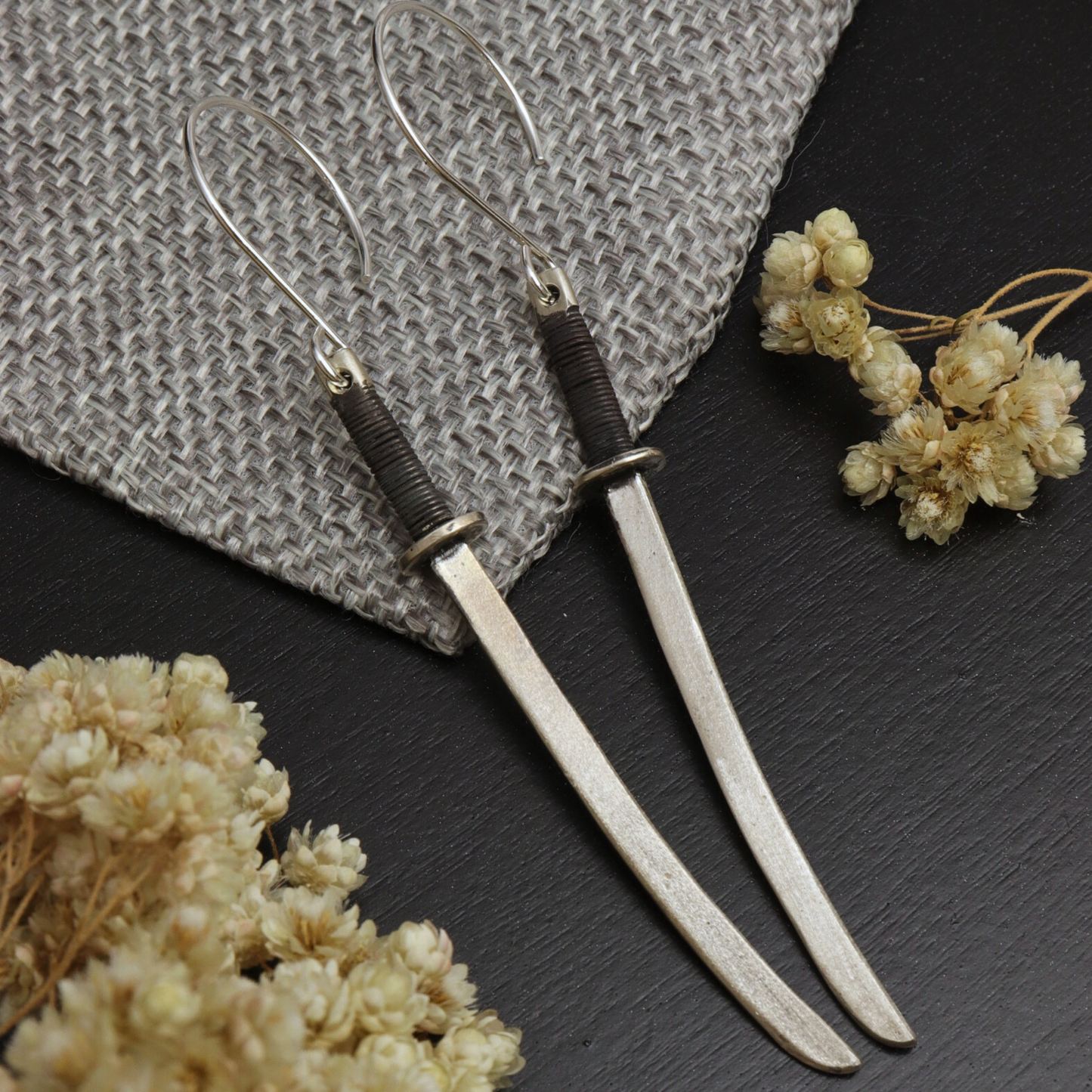 Silver Katana Earrings
